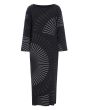 Black fan & red ribbon FSC long dress
