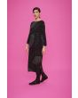 Black fan & red ribbon FSC long dress