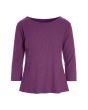 Globe rib blouse with 3/4 sleeve