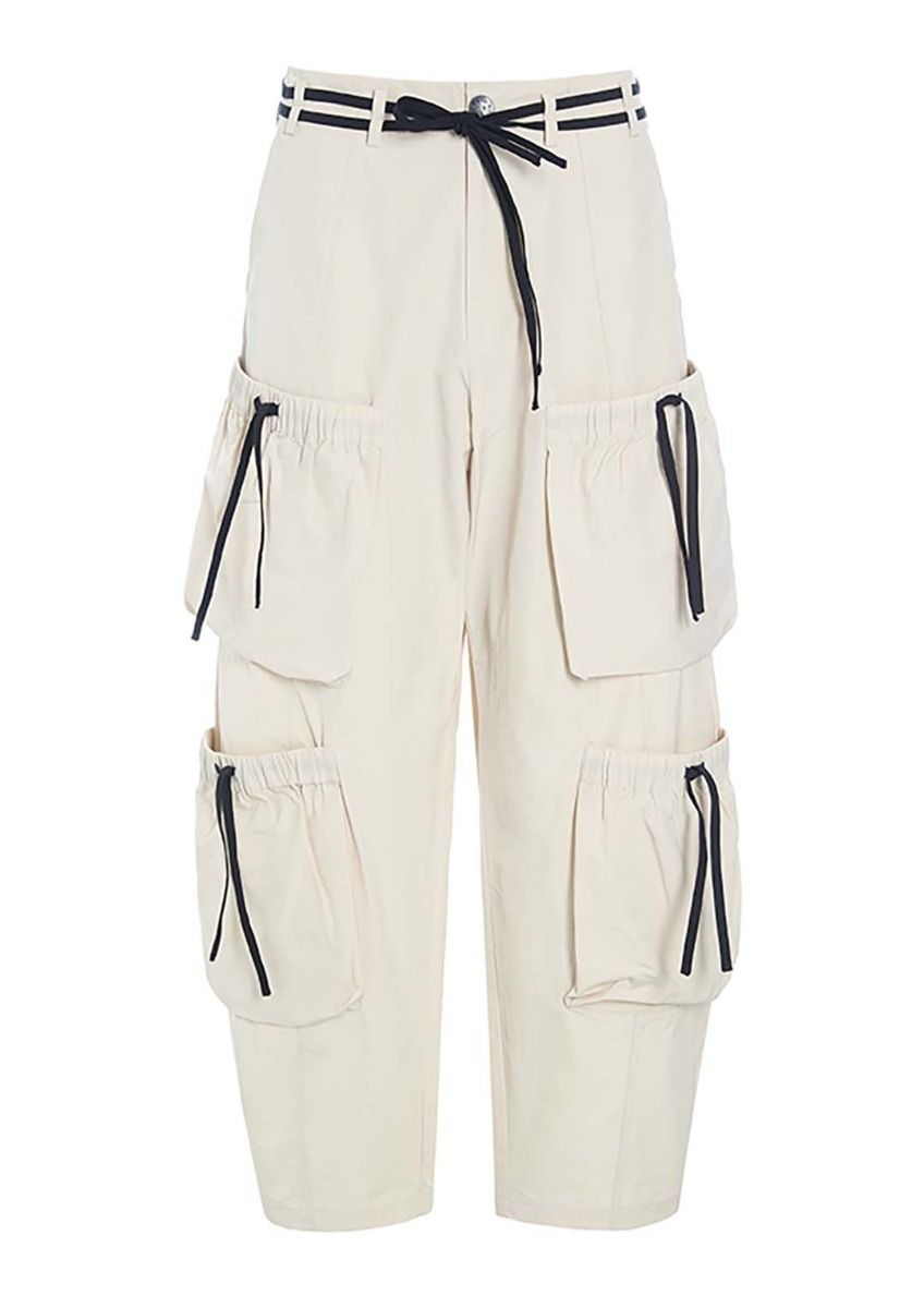 Fukkura poplin pants with tie-strings
