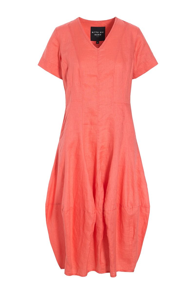 Airy linen dress with V-neck