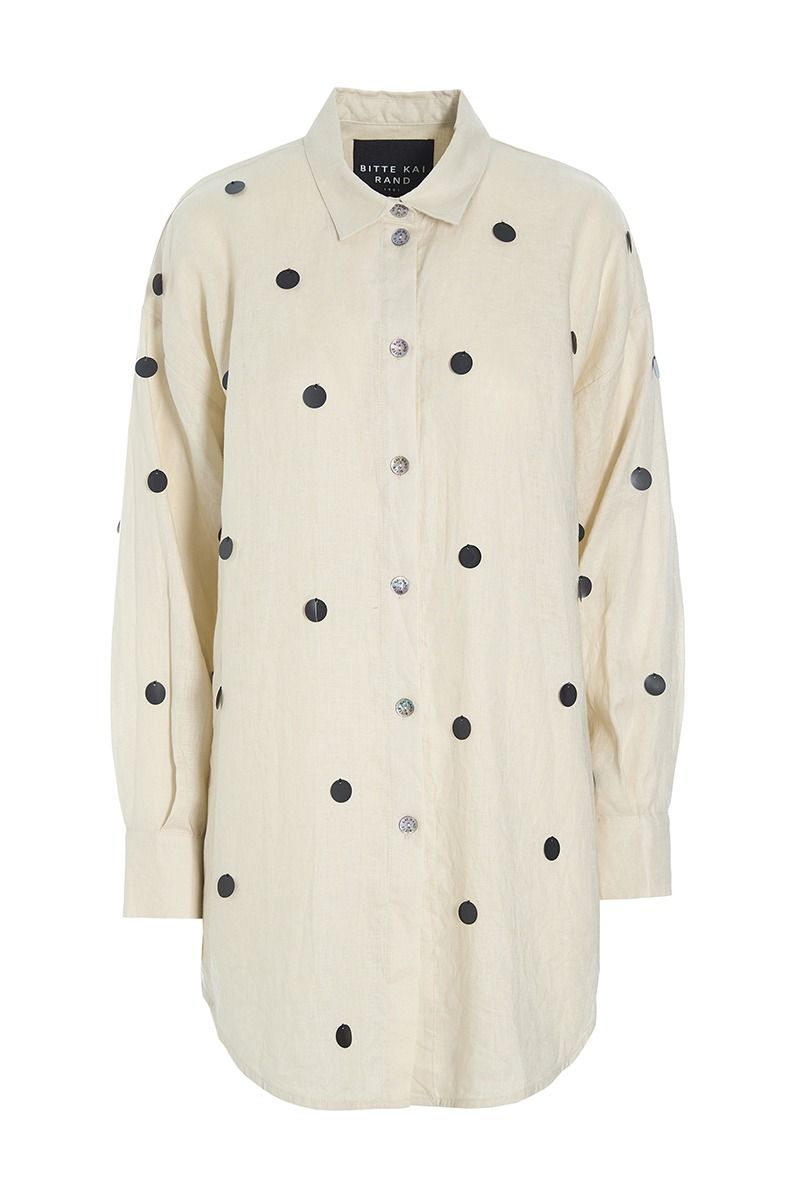 Airy linen sequins shirt