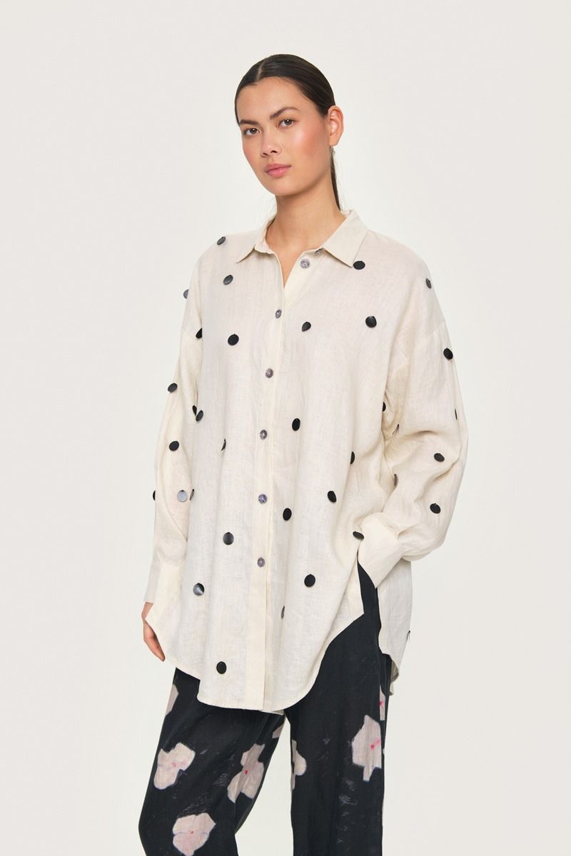 Airy linen sequins shirt