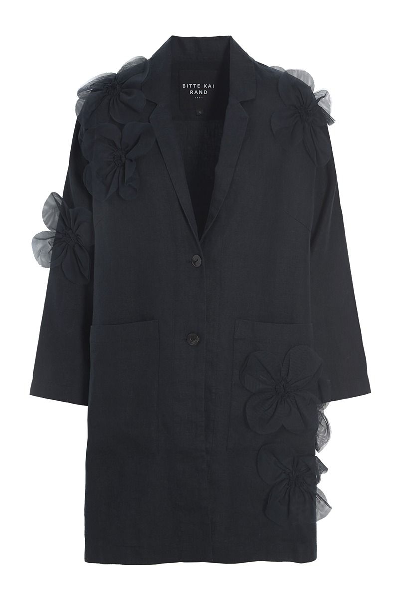 Lazy linen jacket with flowers