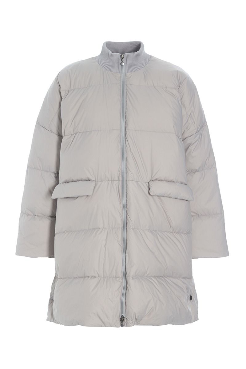 Feather down coat with zipper