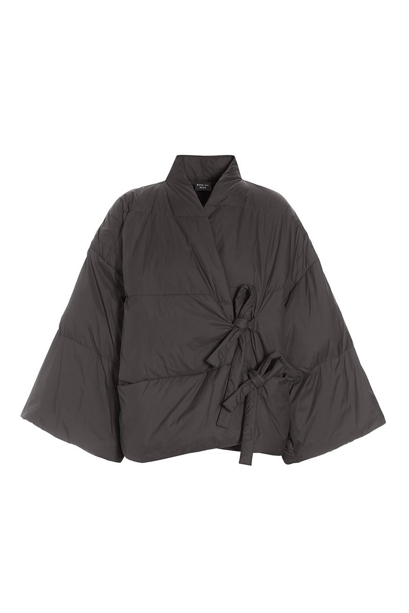 Feather down jacket with tie closure
