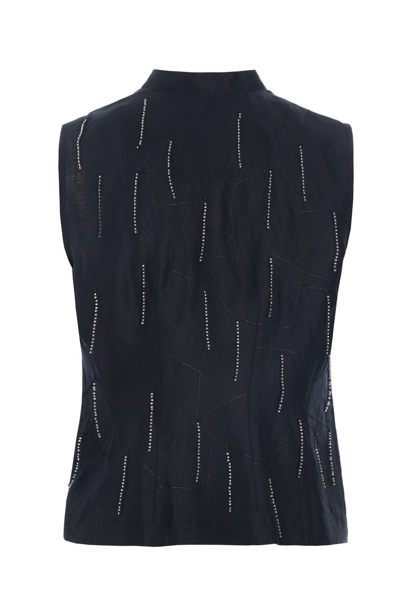 Airy linen vest med perler
