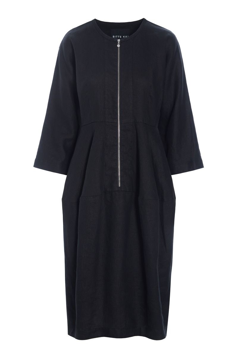 Lazy linen kjole med lynlås