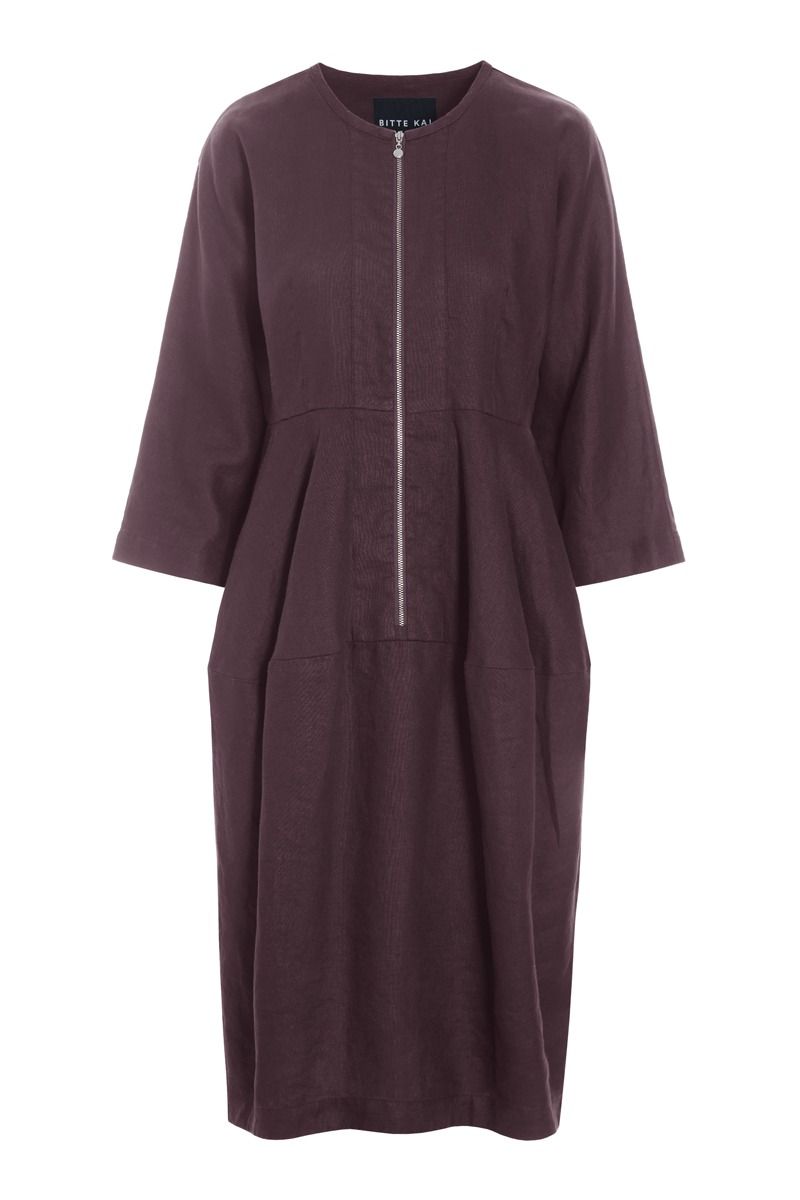 Lazy linen kjole med lynlås