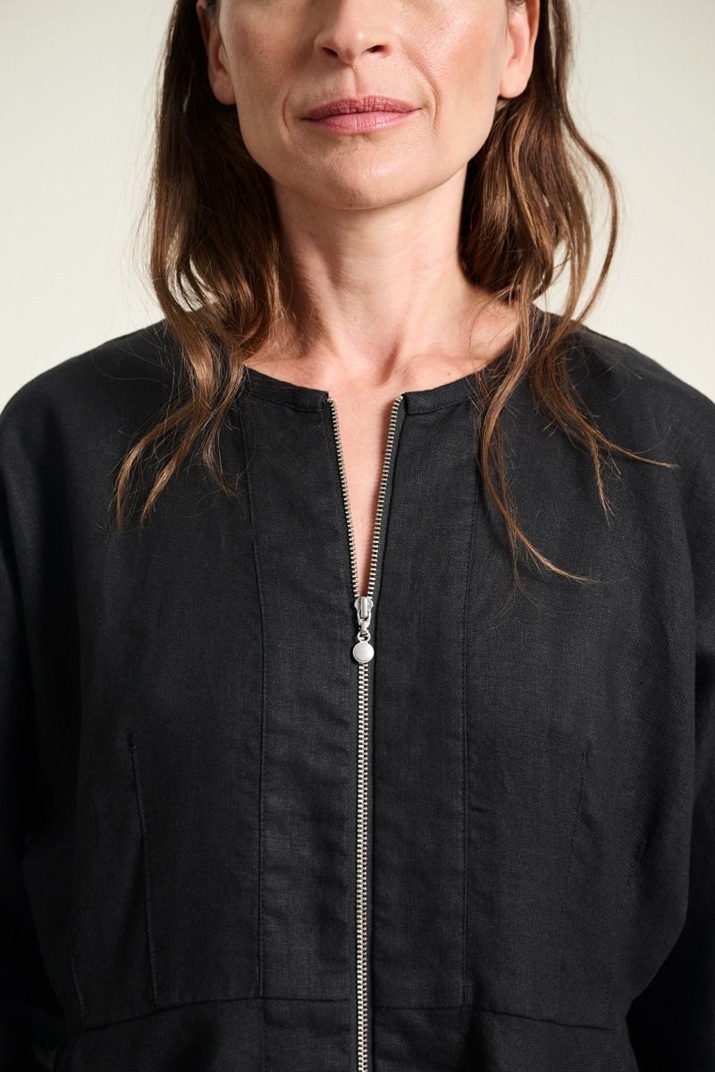 Lazy linen kjole med lynlås