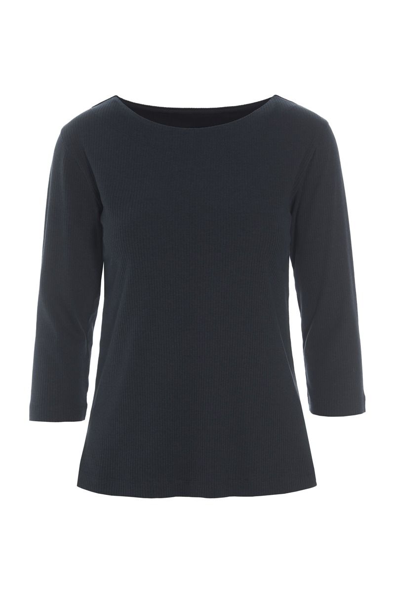 Naibu rib bluse med 3/4 ærme