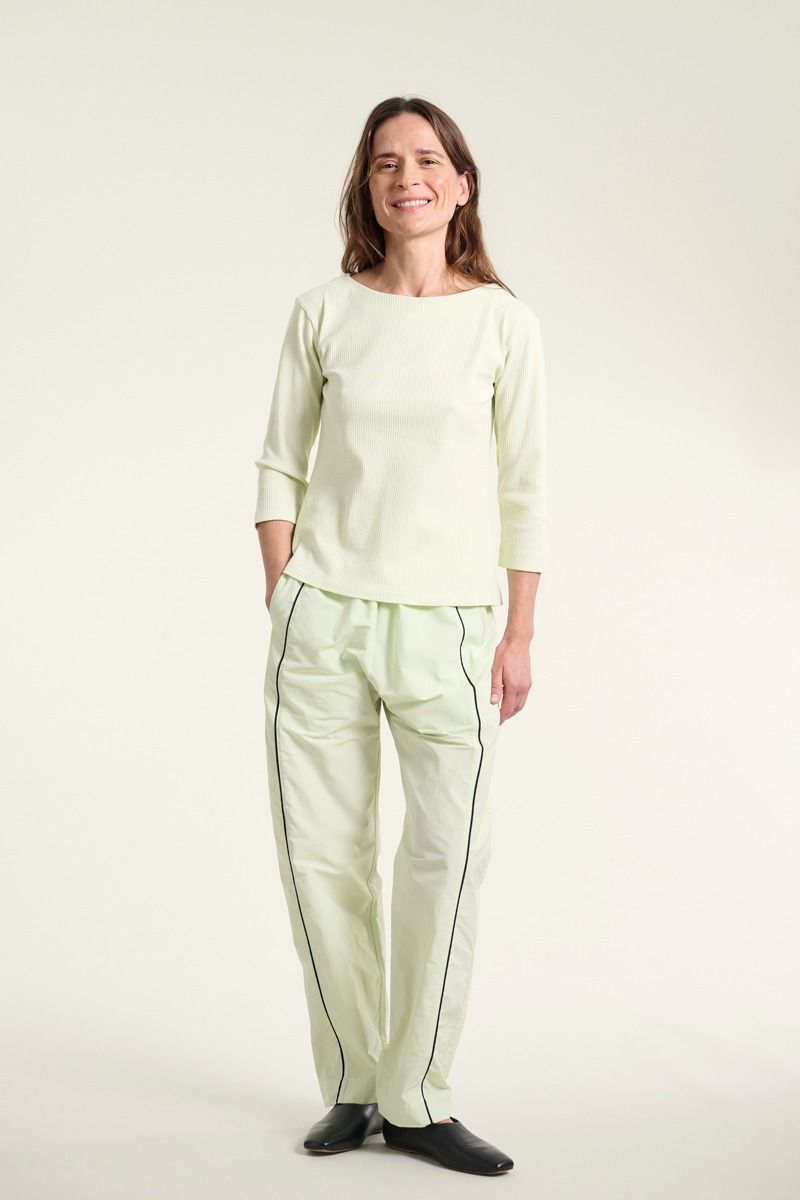 Naibu rib bluse med 3/4 ærme