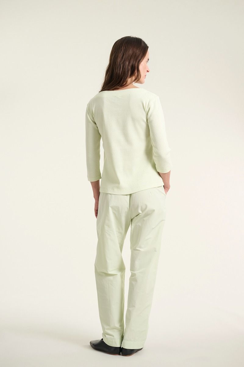 Naibu rib bluse med 3/4 ærme
