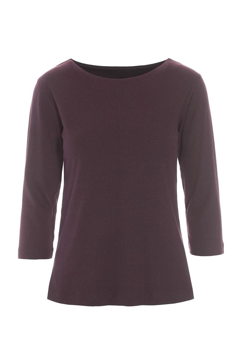Naibu rib bluse med 3/4 ærme