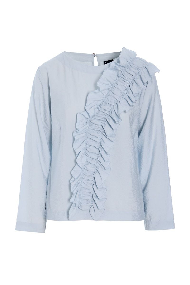 Karu bluse med flæse