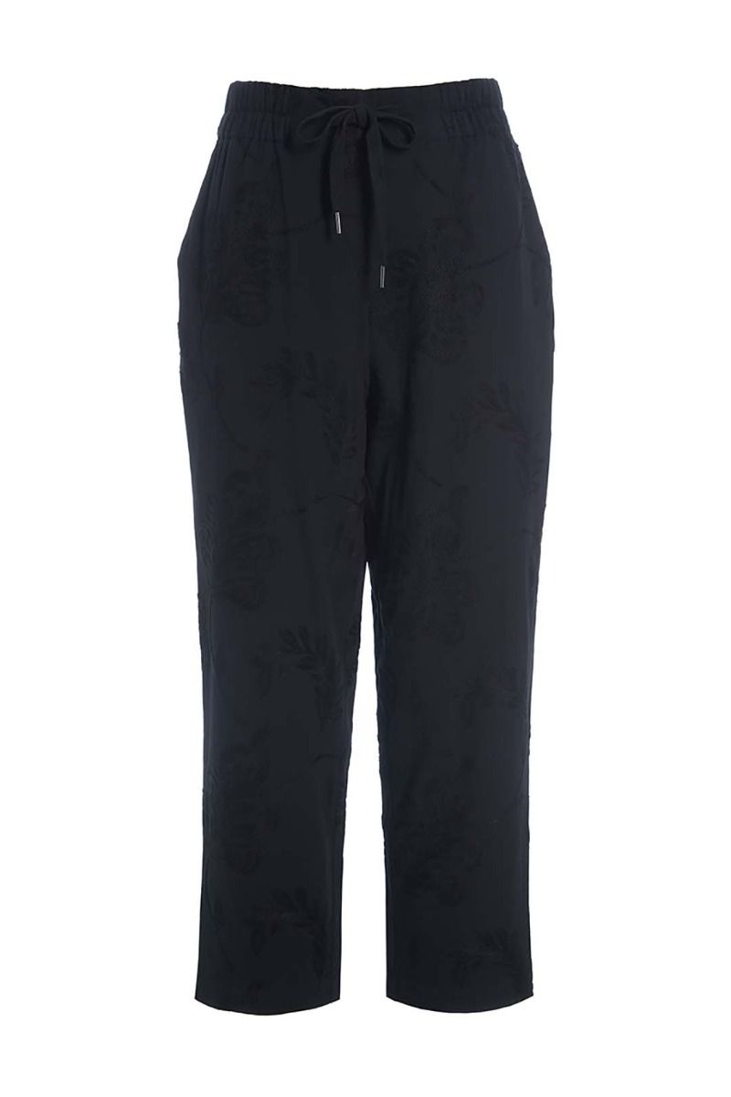 Embroidered leaf pants