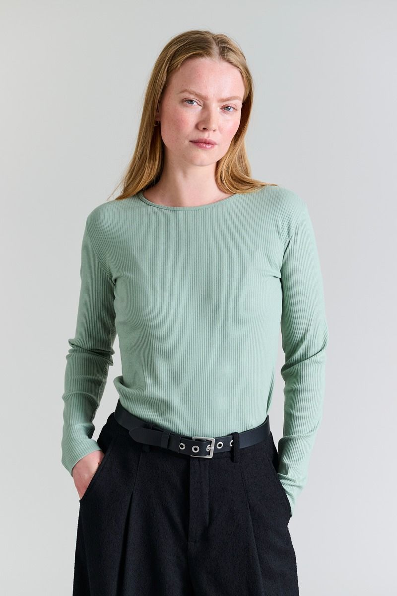 Naibu rib langærmet bluse