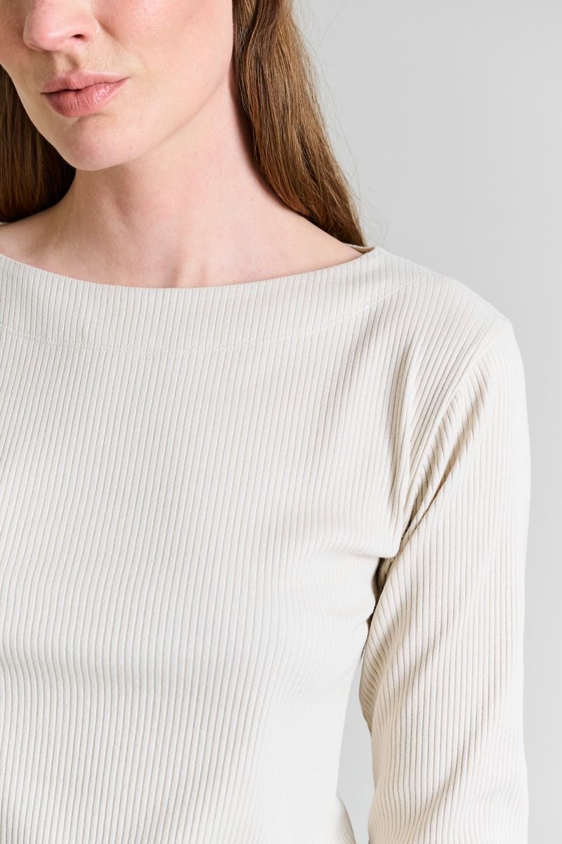 Naibu rib bluse med 3/4 ærme