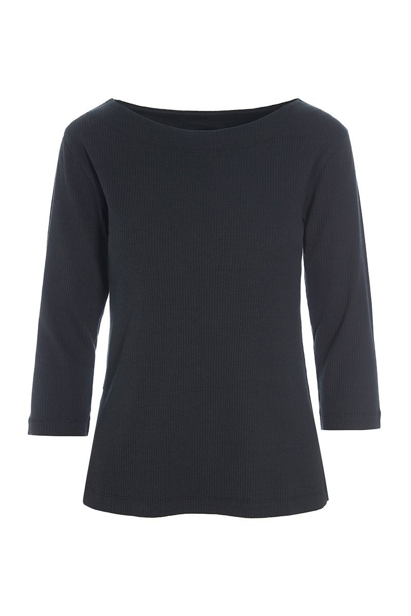Naibu rib bluse med 3/4 ærme