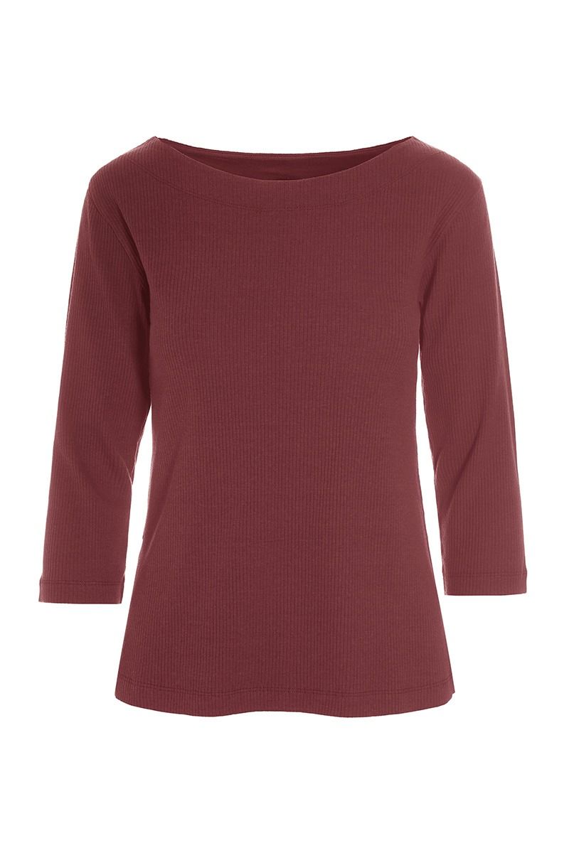 Naibu rib bluse med 3/4 ærme