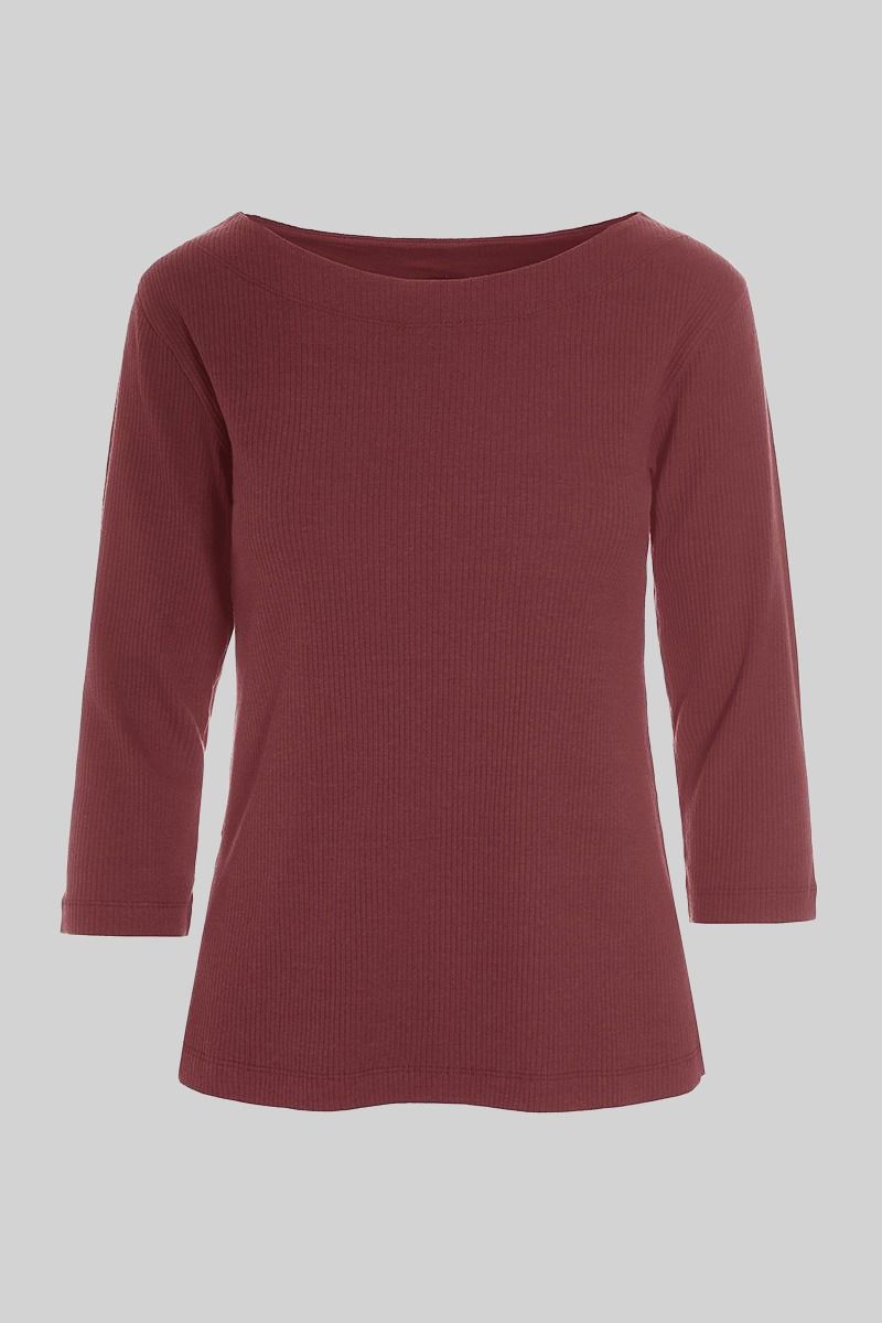Naibu rib bluse med 3/4 ærme
