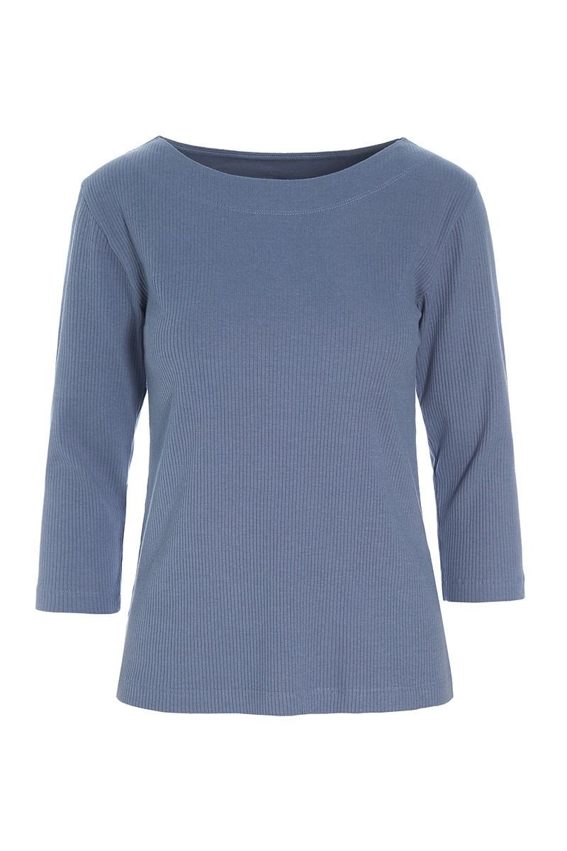 Naibu rib bluse med 3/4 ærme