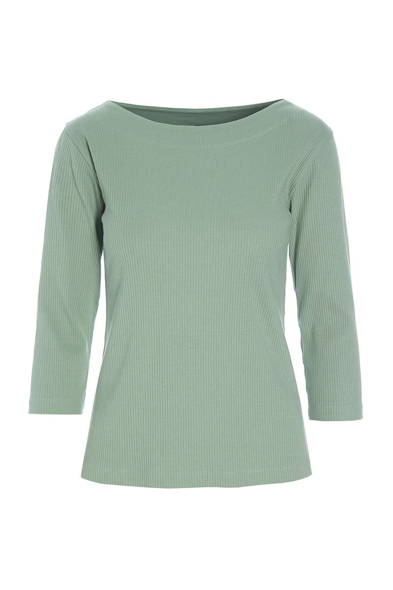 Naibu rib bluse med 3/4 ærme