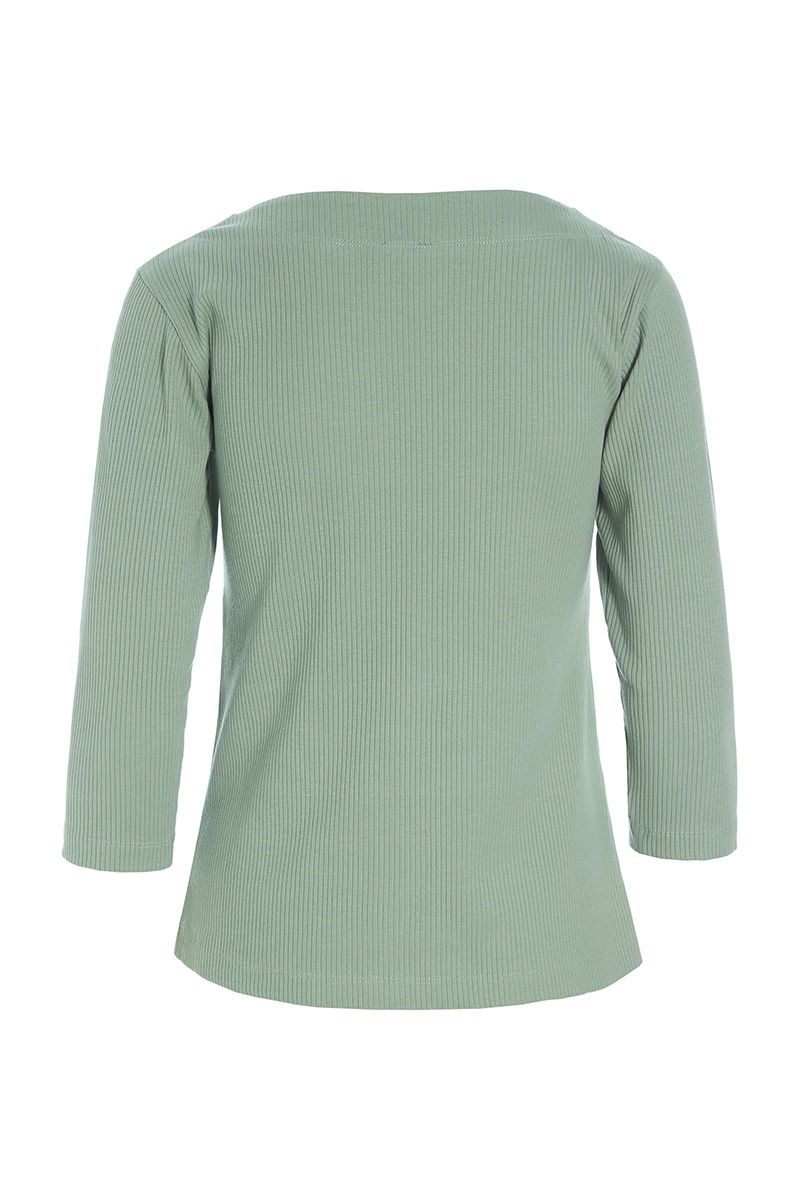 Naibu rib bluse med 3/4 ærme