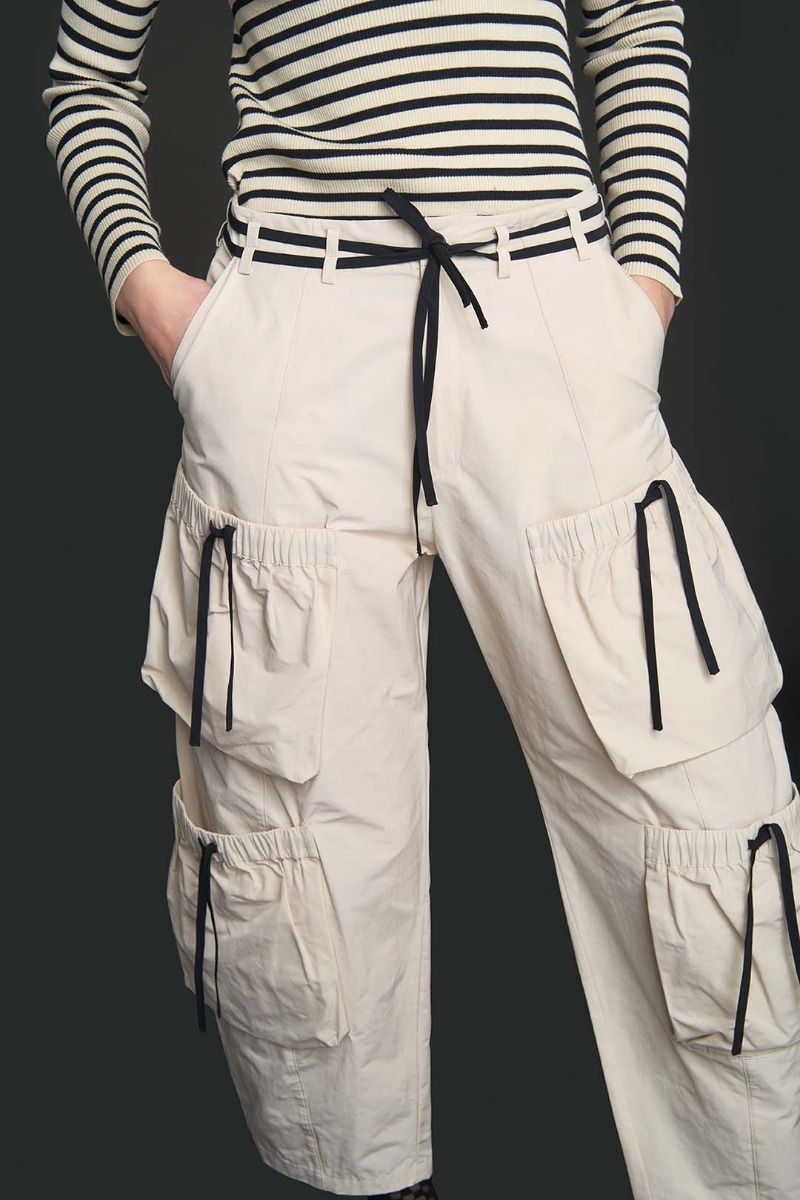 Fukkura poplin pants with tie-strings
