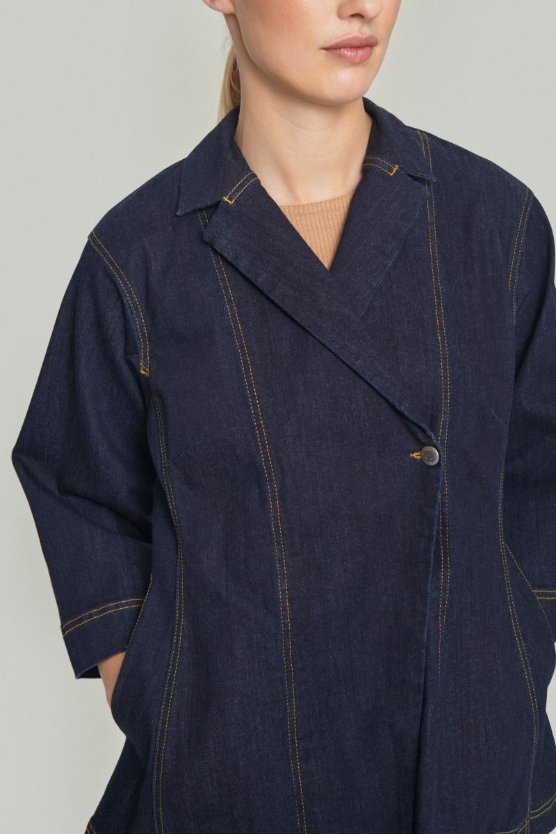 Globe rib blouse with 3/4 sleeve