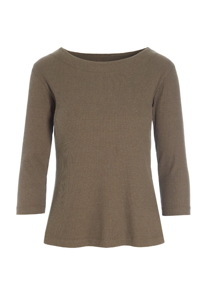 Globe rib blouse with 3/4 sleeve