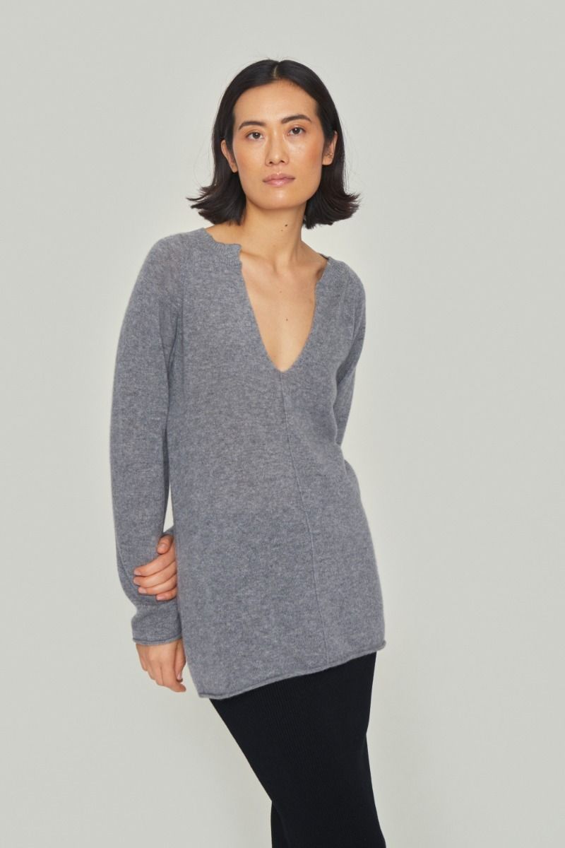 Cloud cashmere bluse med slids