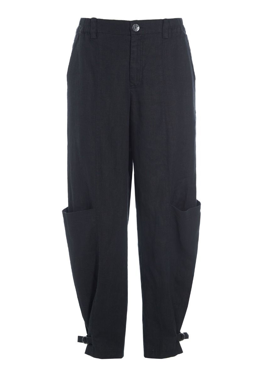 Lazy linen trousers with buckle