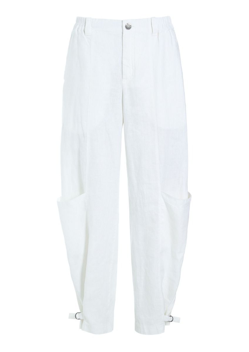 Lazy linen trousers with buckle