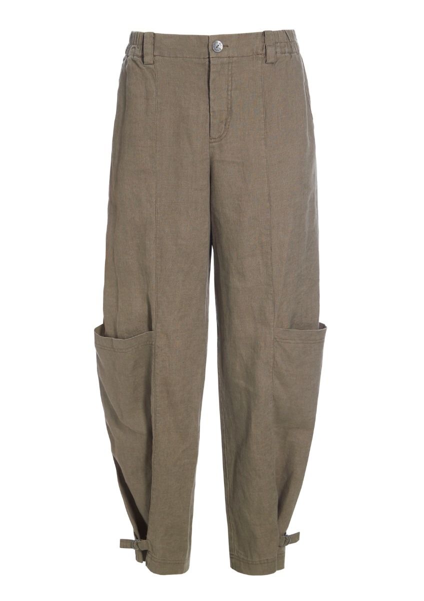 Lazy linen trousers with buckle