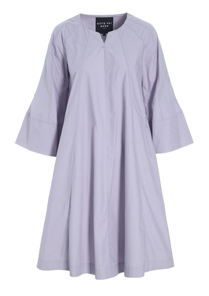 Paper poplin dress with wide sleeves