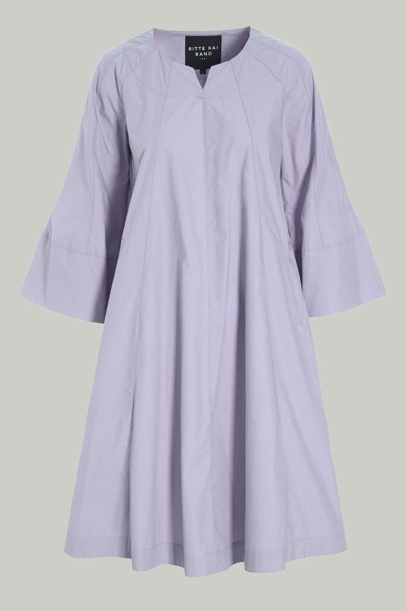 Paper poplin dress with wide sleeves