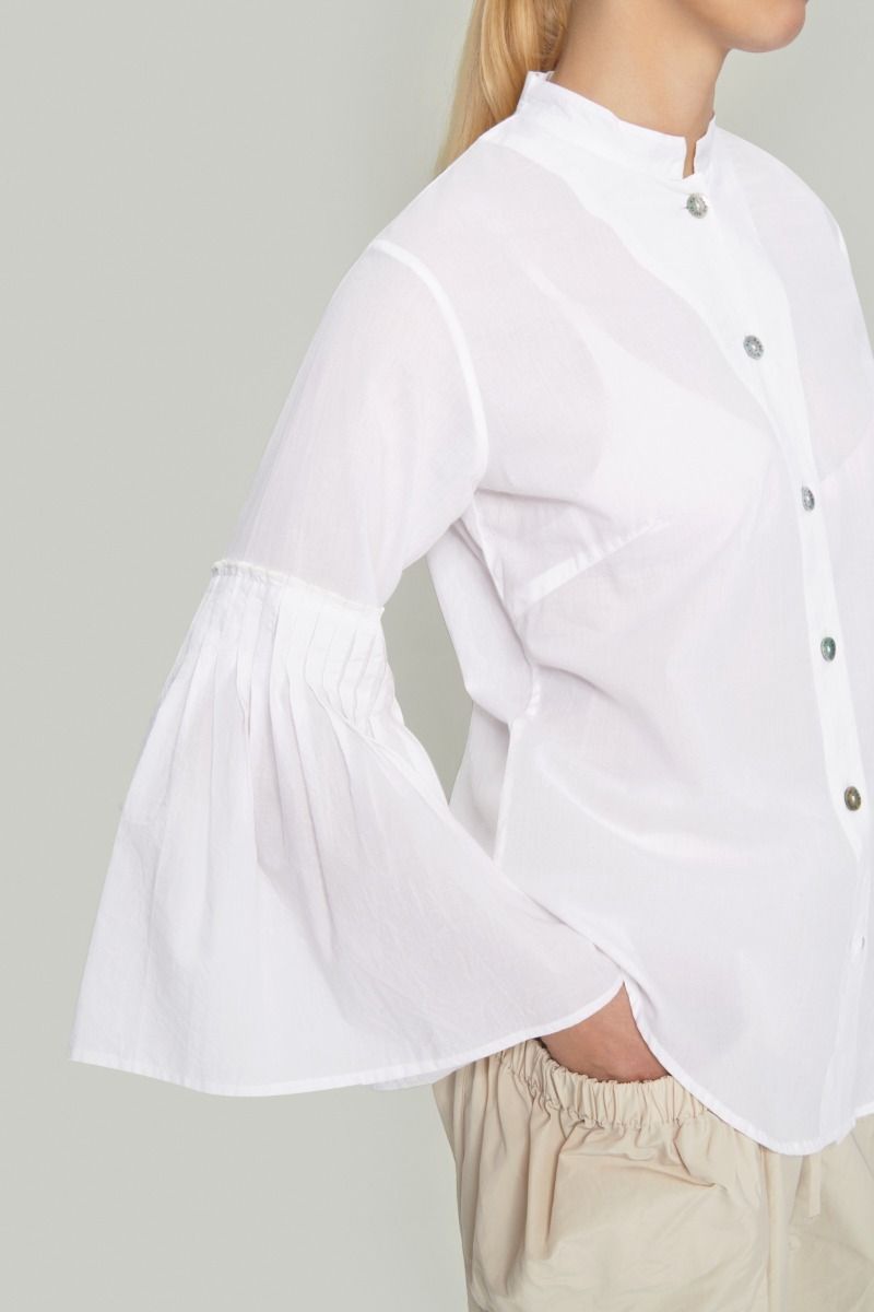 Vellum voile shirt with wide sleeves