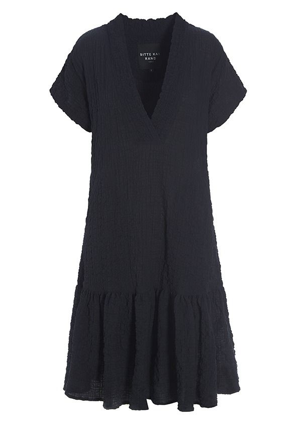 Crinckle check flounce dress