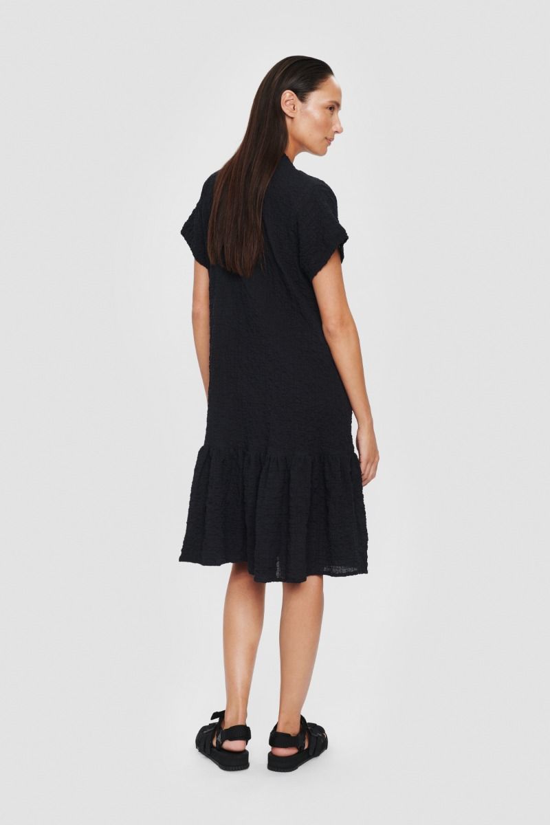 Crinckle check flounce dress