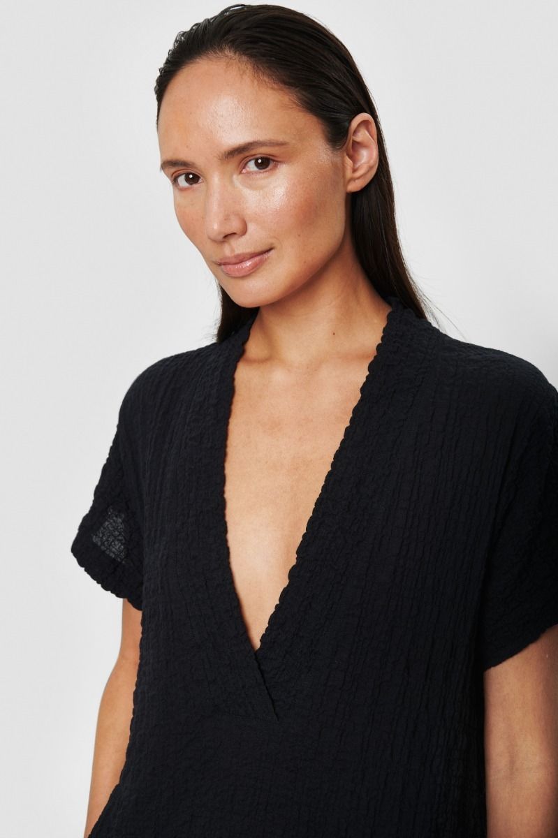 Crinckle check flounce dress