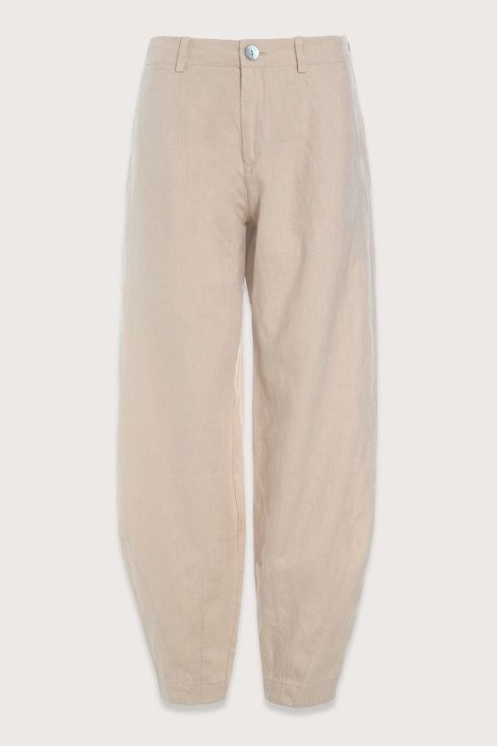 Lazy linen måttliga byxor