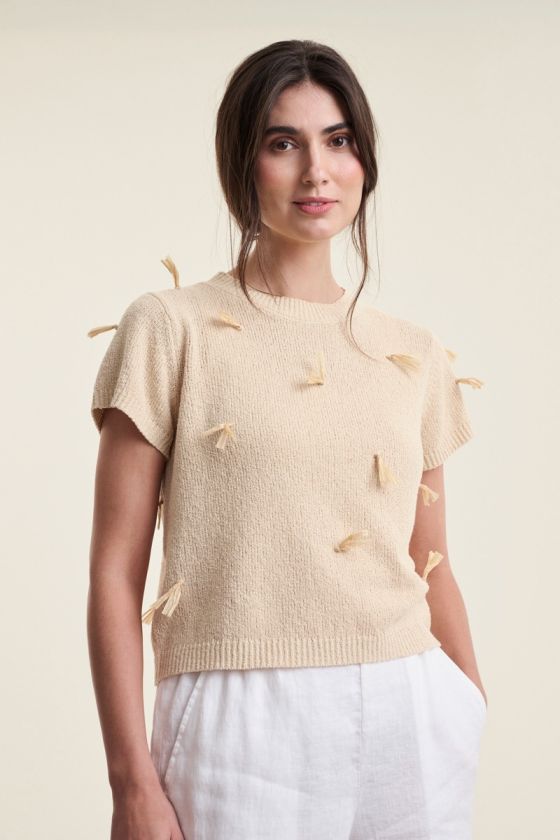 Kamitto Short-sleeved fringe blouse