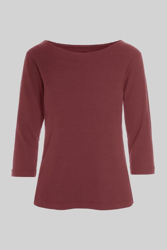 Naibu rib bluse med 3/4 ærme