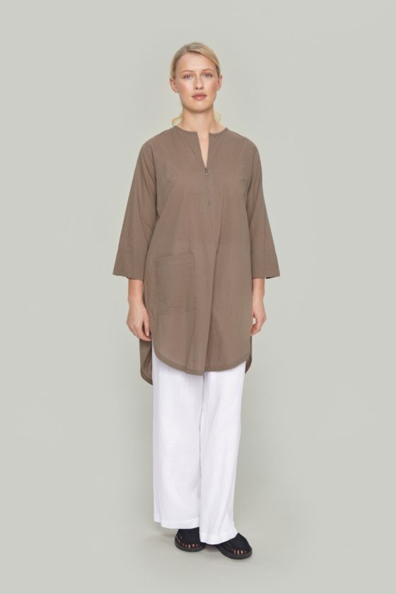 Vellum voile shirt with zipper