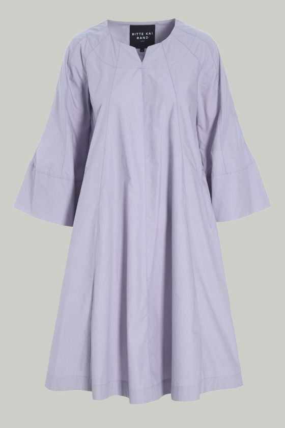 Paper poplin dress with wide sleeves