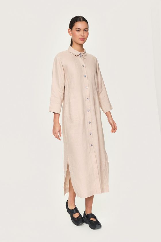 Lazy linen shirt dress