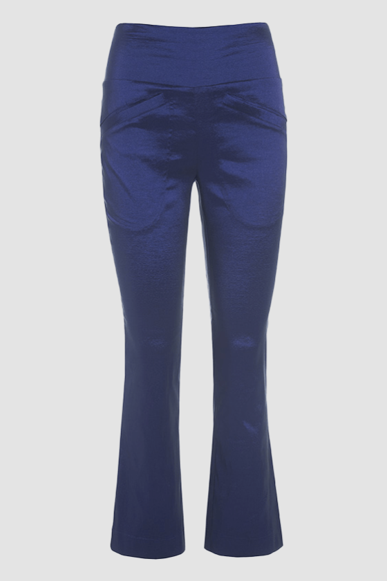 Changeant stretch pants with flare