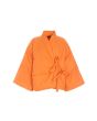 Feather down jacket with tie closure