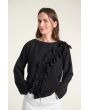 Karu bluse med flæse